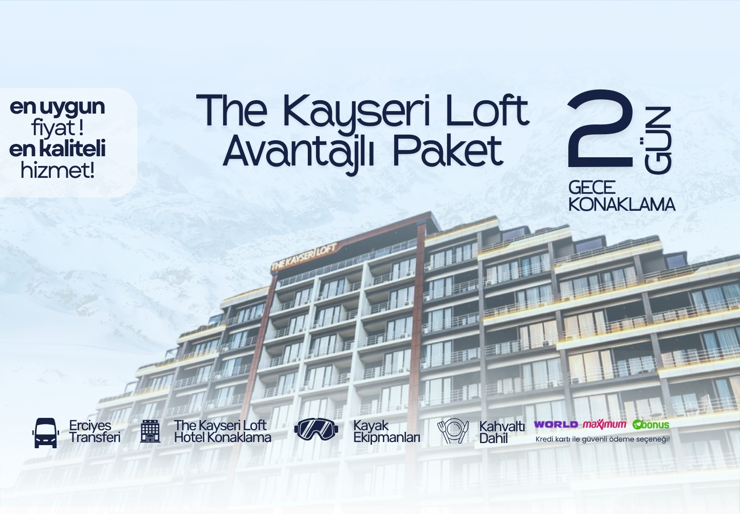 The Kayseri Loft Hotel Avantaj Kayak Paketi 2 Gece 3 Gün