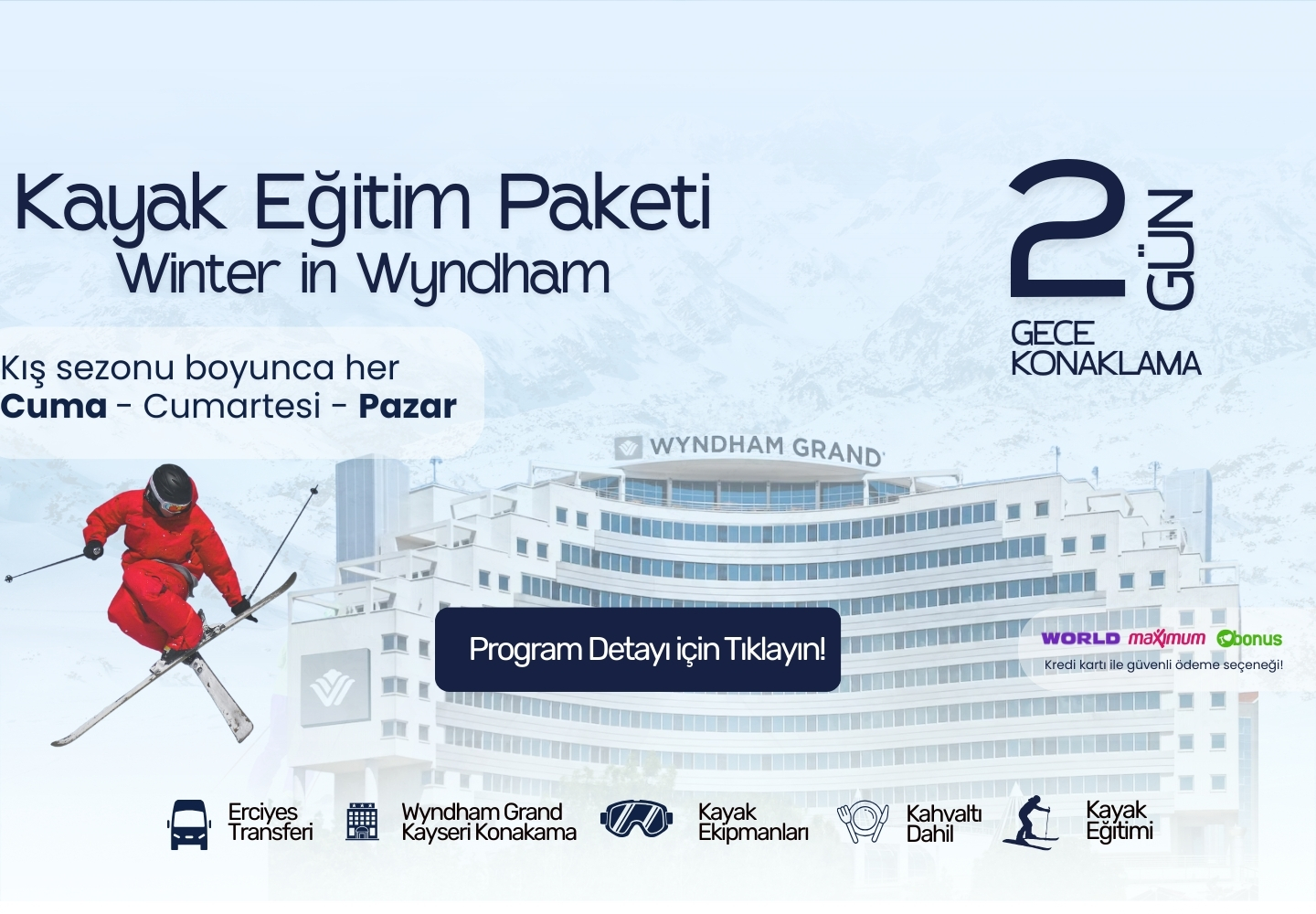 Wyndham Grand Kayseri Premium Haftasonu Eğitim Paketi 2 Gece 3 Gün